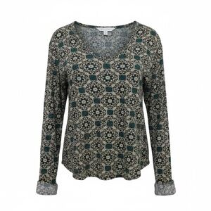 BDG  Medium Weight Long Sleeve Shirt w Stretch Green/Gray/Gold